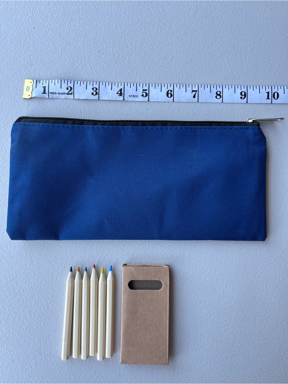 Navy Blue Zip Pencil Pouch with mini Colored Pencils